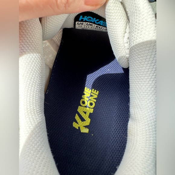 HOKA Men’s Clifton 7 size 12 White Navy Comfort Sneaker Running Trainers - Picture 12 of 14